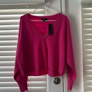 Lulu's Vibrant Pink V-Neck Sweater
